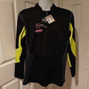 Puma King Pro 1/4 Zip Top Jacket Black/Electric Lime Men's Size M 658348 05